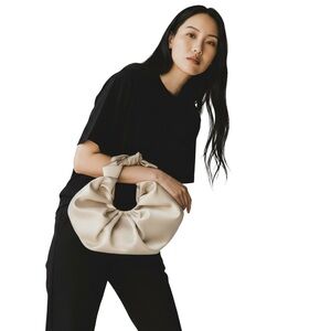 Soft Knot Handle Hobo Bag in Beige